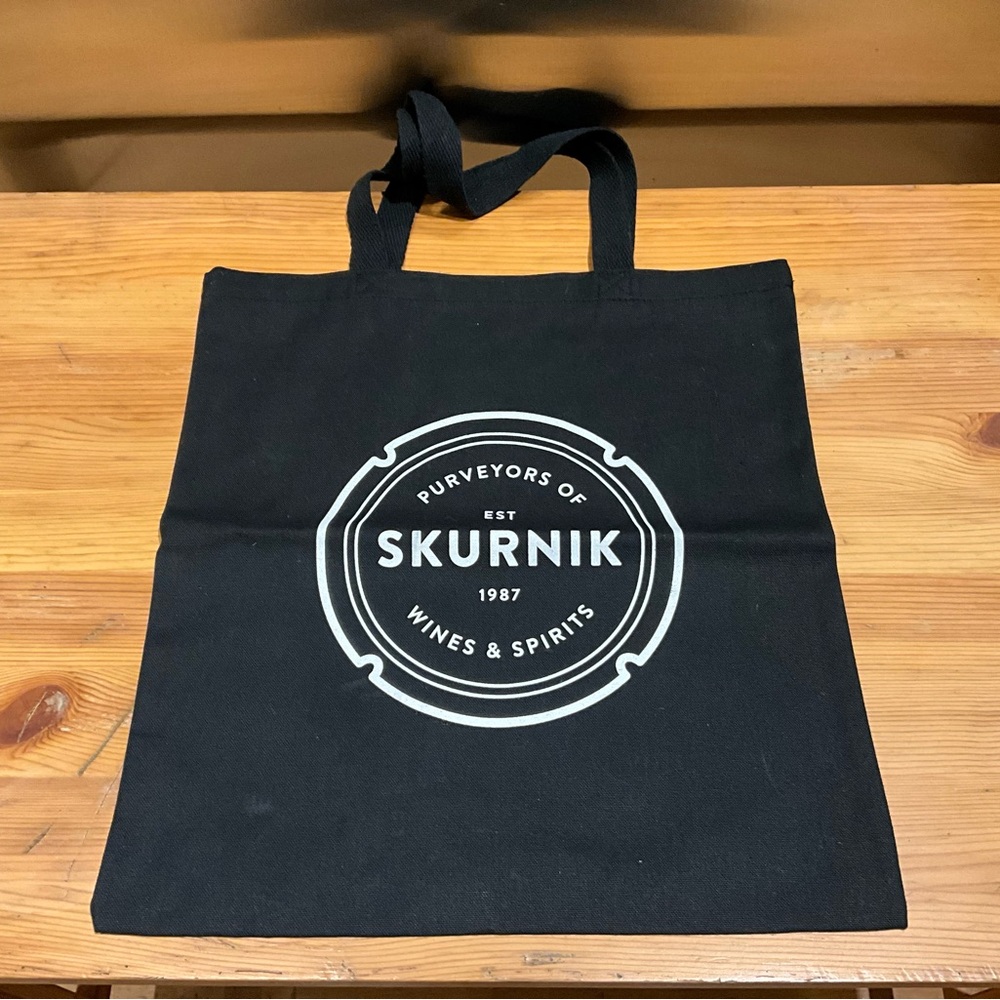 NOS Skurnik Wines & Spirits Trade NYC Importer Black Cotton Twill Tote Bag